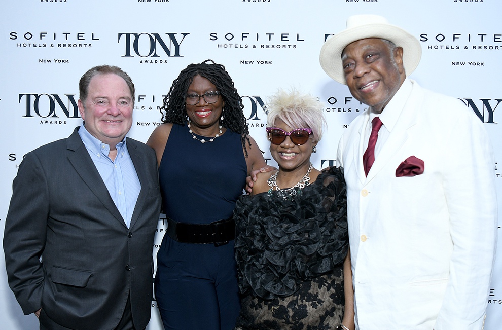 Tony Honor recipients Fred Gallo, Beverly Jenkins, Irene Gandy, and New Federal Theatre founder Woodie King Jr