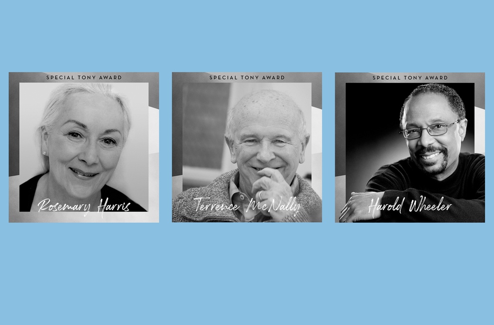 Rosemary Harris, Terrence McNally, and Harold Wheeler (l, to r.)