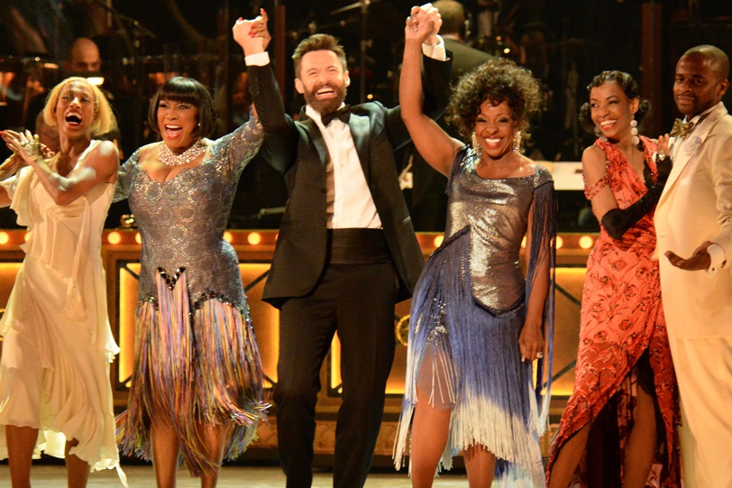 Host Hugh Jackman and the cast of 'After Midnight' perform onstage during the 2014 Tony Awards.
