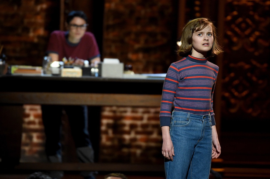 Sydney Lucas performs onstage with the cast of 'Fun Home' at the 2015 Tony Awards. at Radio City Music Hall on June 7, 2015 in New York City.
