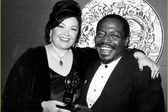 Presenter Rosanne and Tony Award-winner Chuck Cooper (<i>The Life</i>) backstage at the 1997 Tony Awards.